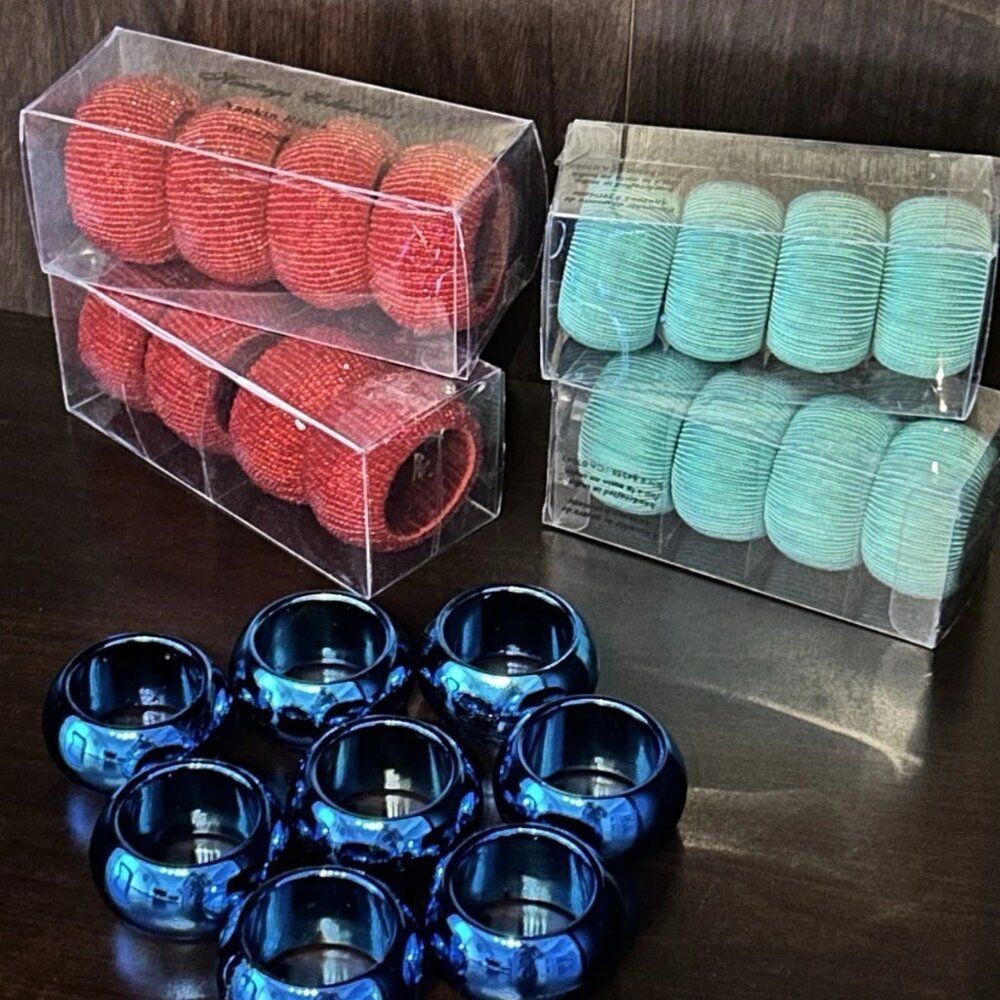 Napkin Rings (Set of 3), Total of 24 Multi-Color